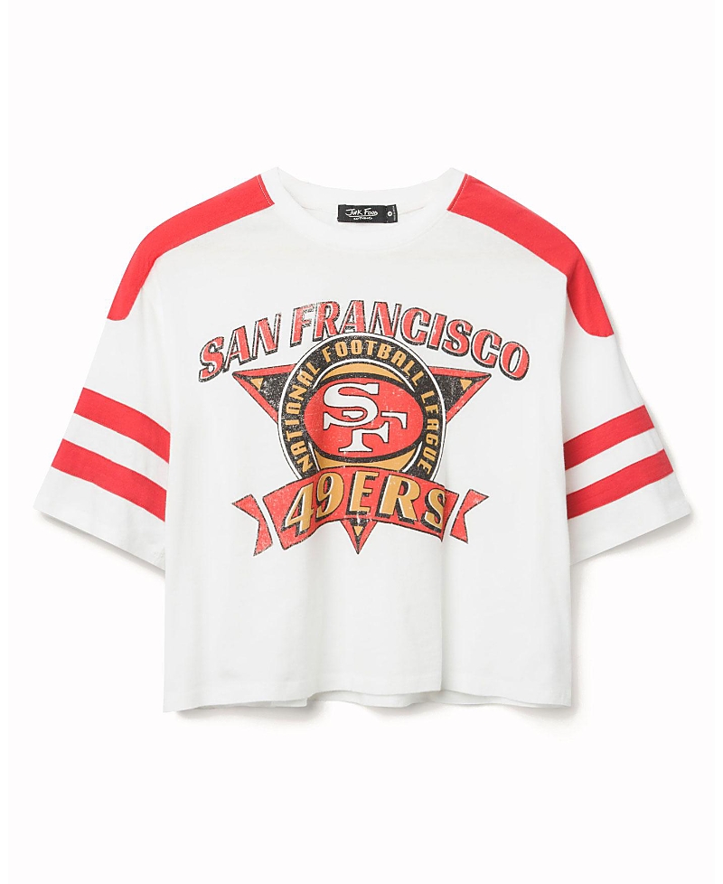 Junk Food Clothing Women's Nfl San Francisco 49ers Striped Crop Tee
