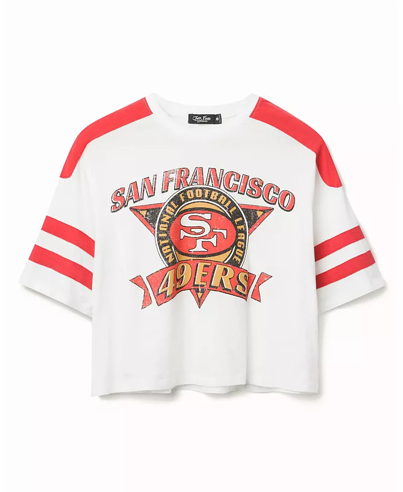 Junk Food Clothing Women's Nfl San Francisco 49ers Striped Crop Tee