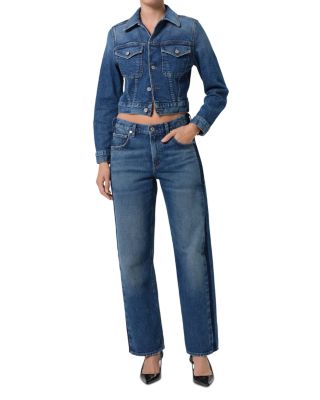 Lindz Tuxedo Stripe High Rise Easy Straight Jeans in Liro