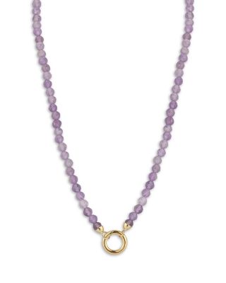 14K Yellow Gold Amethyst Bead Circle Pendant Necklace, 17"