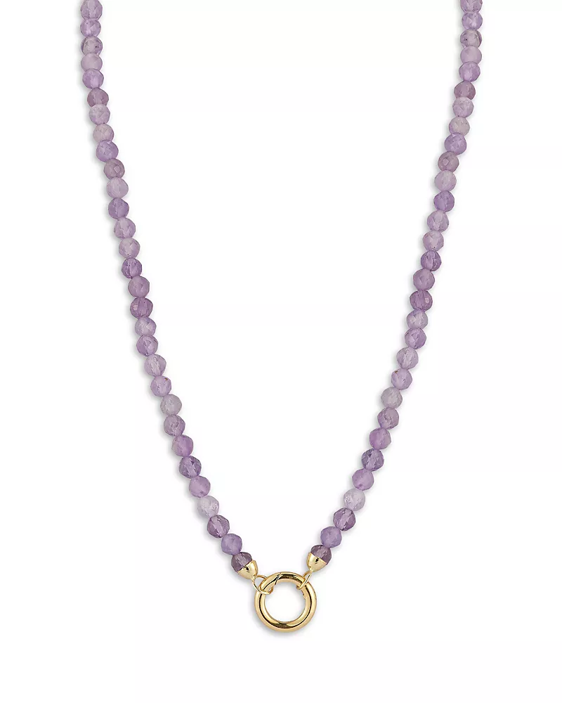 Moon & Meadow 14K Yellow Gold Amethyst Bead Circle Pendant Necklace, 17