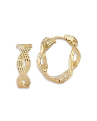 Braided Huggie Hoop Earrings in 14K Yellow Gold