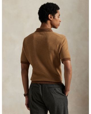 Wool Herringbone Regular Fit Polo Sweater 