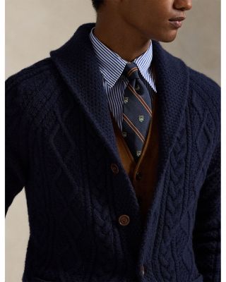 Suede Patch Wool Alpaca Cardigan