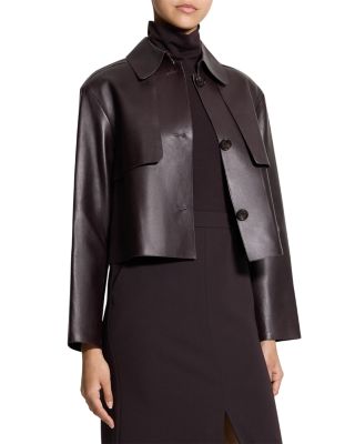 Cropped Leather Trench Coat