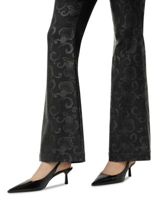 Etched Floral High Rise Baby Bootcut Jeans in Black