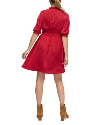 Deep V Smocked Maternity Dress