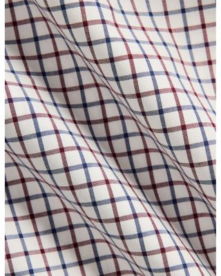 Cotton Stretch Poplin Gingham Check Classic Fit Button Down Shirt