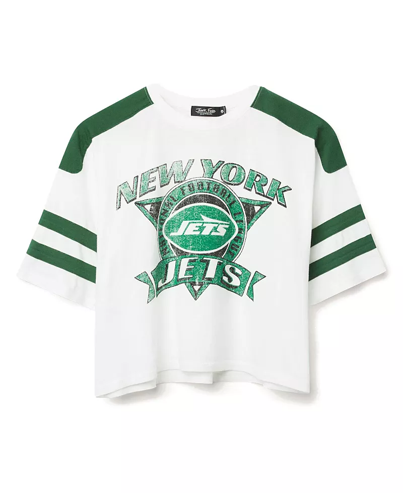 Junk Food Clothing Women's Nfl New York Jets Striped Crop Tee
