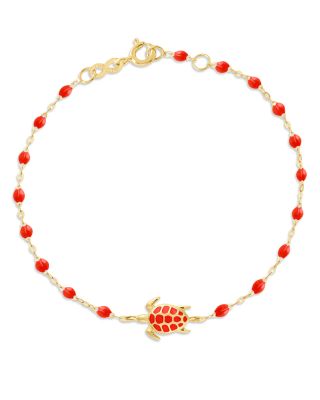 18K Yellow Gold Voyage Resin Bead Turtle Chain Bracelet