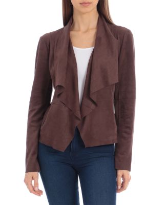Faux-Suede Drape-Front Jacket