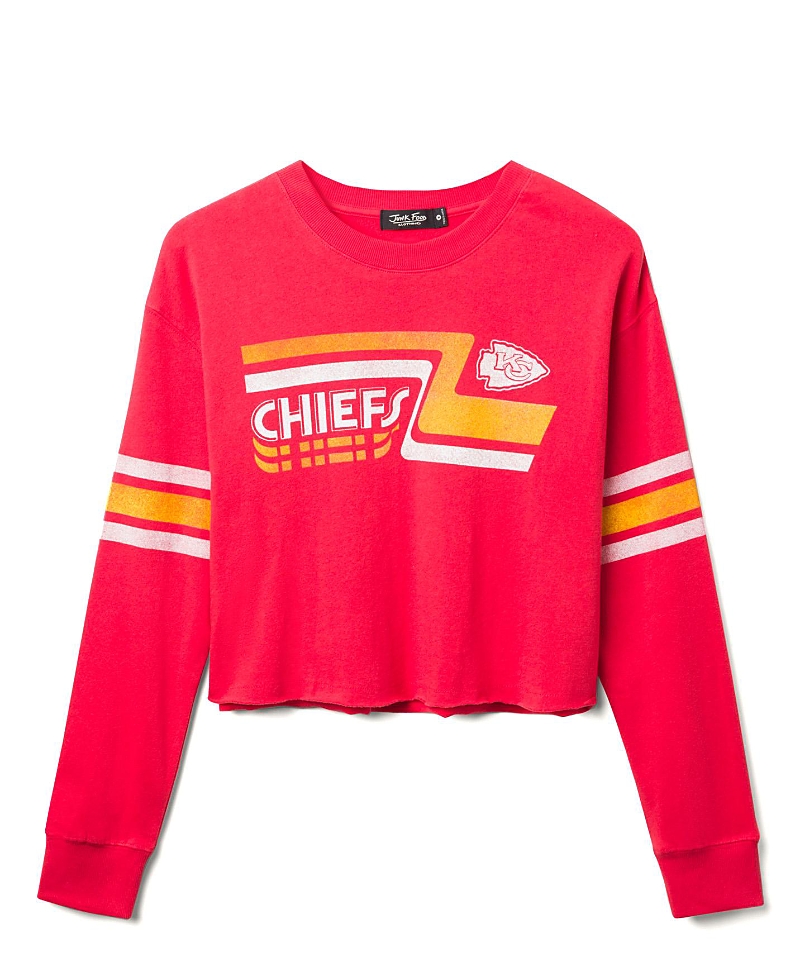 Junk Food Clothing Women's Nfl Kansas City Chiefs Retro Crop Fleece Sweatshirt In Black