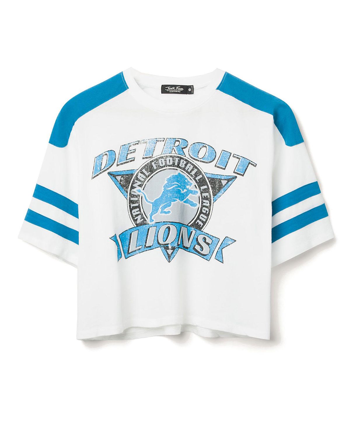 Junk Food Clothing Women's Nfl Detroit Lions Striped Crop Tee