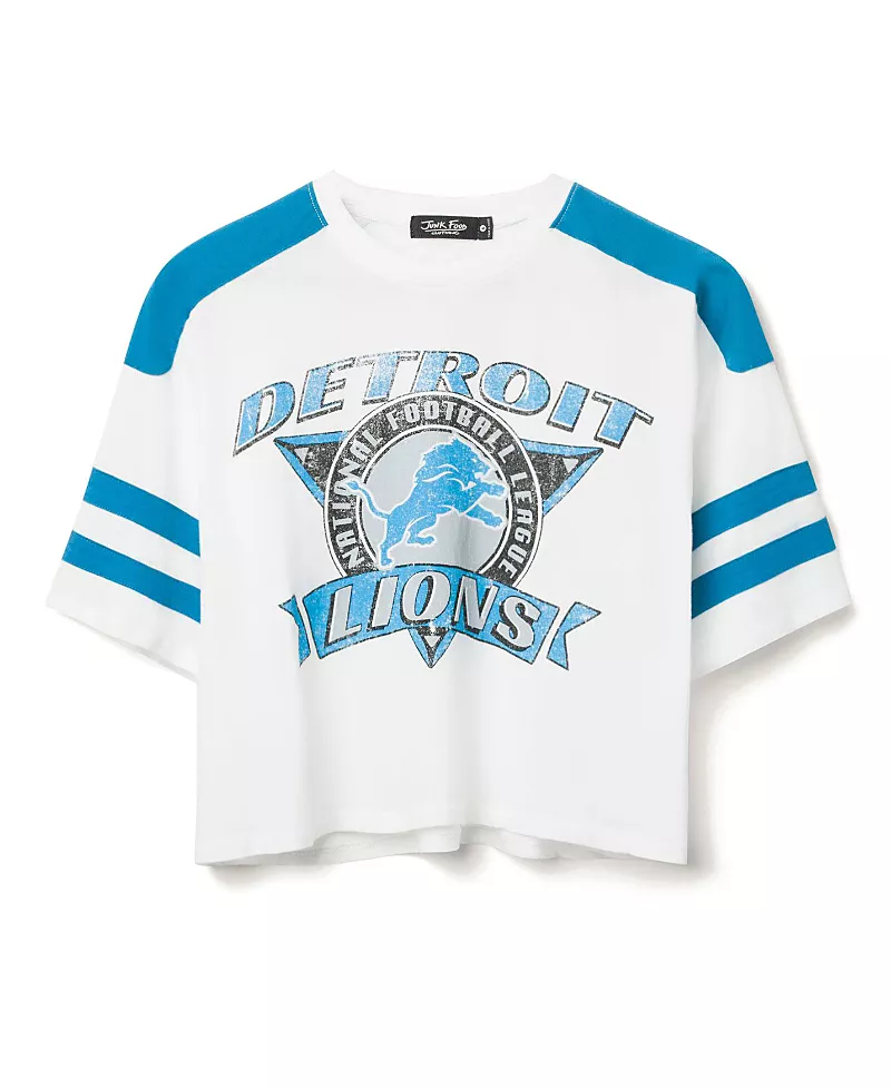 Junk Food Clothing Women's Nfl Detroit Lions Striped Crop Tee