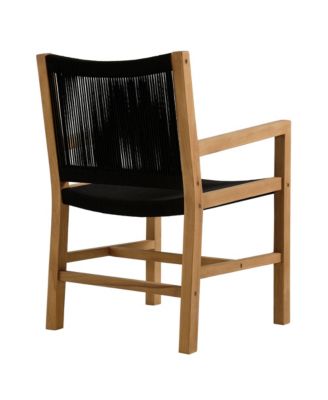 Vienna Outdoor Patio Teak and Rope Dining Armchairs Set of 2