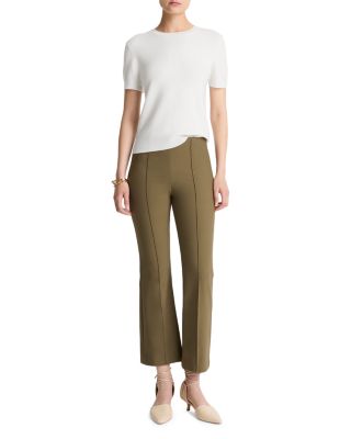 Mid Rise Pintucked Cropped Pants