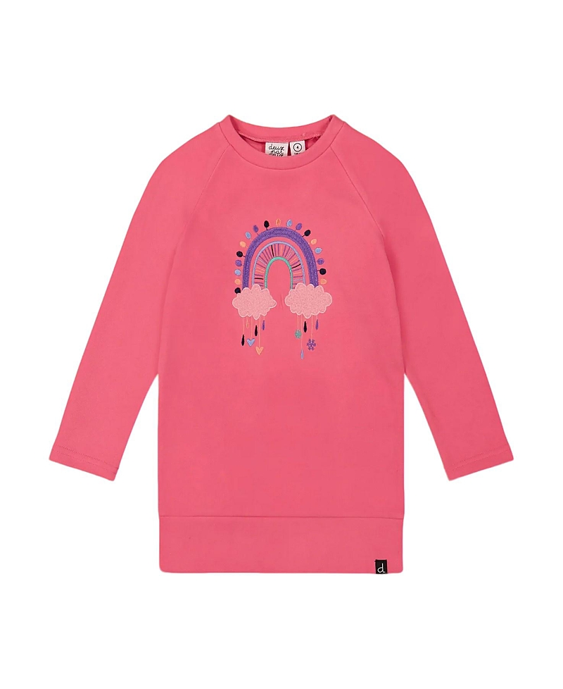 Deux Par Deux Super Soft Tunic Tee With Embroidery In Pink