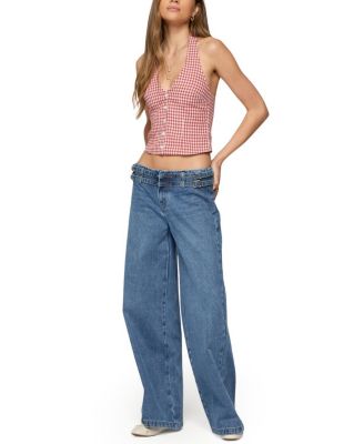 Evan Gingham Button Up Halter Top