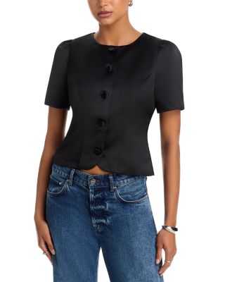 Jaxon Satin Puff Sleeve Top