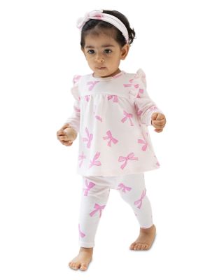 Girls' French Terry Pretty Bows Ruffle Top & Ribbed Leggings Set - Baby
