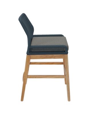 Wellspring Outdoor Patio Teak and Rope Counter Stool