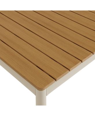 Finn 71" Outdoor Patio Aluminum Dining Table with Faux Wood Top