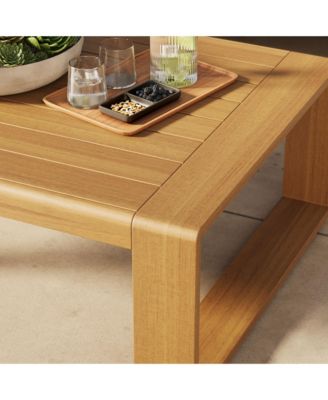 Lirienne Outdoor Patio Aluminum Faux Wood Coffee Table