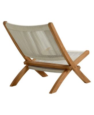 Vienna Outdoor Patio Teak and Rope Folding Accent Lounge Chair