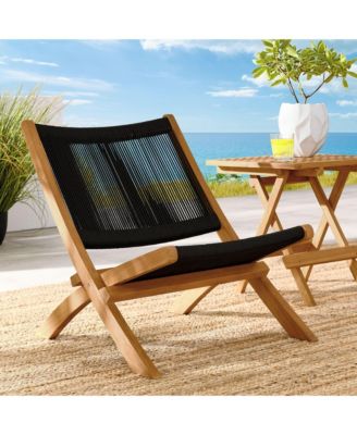 Vienna Outdoor Patio Teak and Rope Folding Accent Lounge Chair
