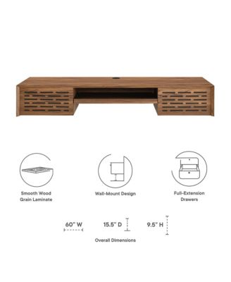 Merit 60" Wall Mount Wood Office Desk