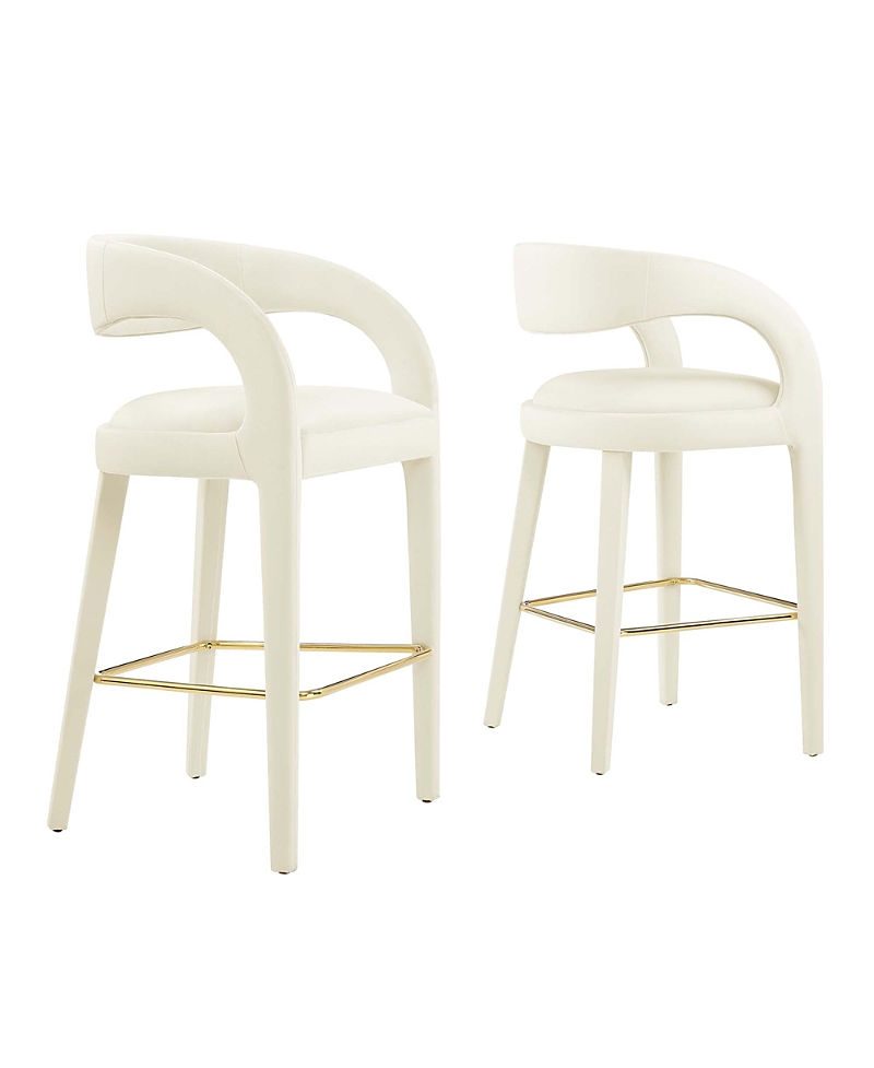 Modway Pinnacle Performance Velvet Bar Stool, Set Of 2 In White