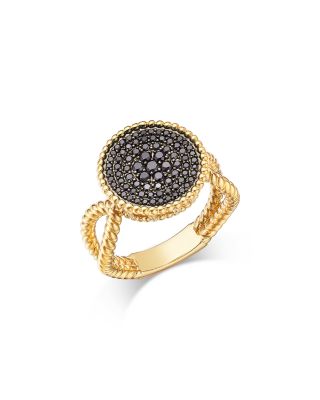 Black Diamond Pav&eacute; Cluster Statement Ring in 14K Yellow Gold, 0.5 tcw