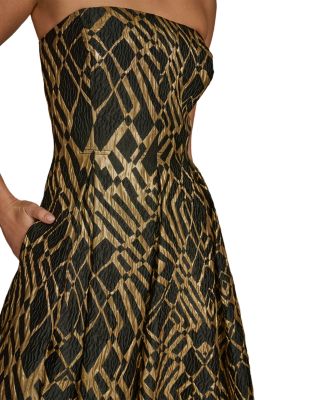 Jacquard Strapless Fit and Flare Dress