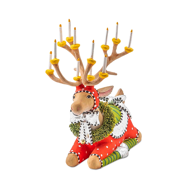 Mackenzie-childs Patience Brewster Dash Away Sitting Dasher Reindeer Figure In Multi