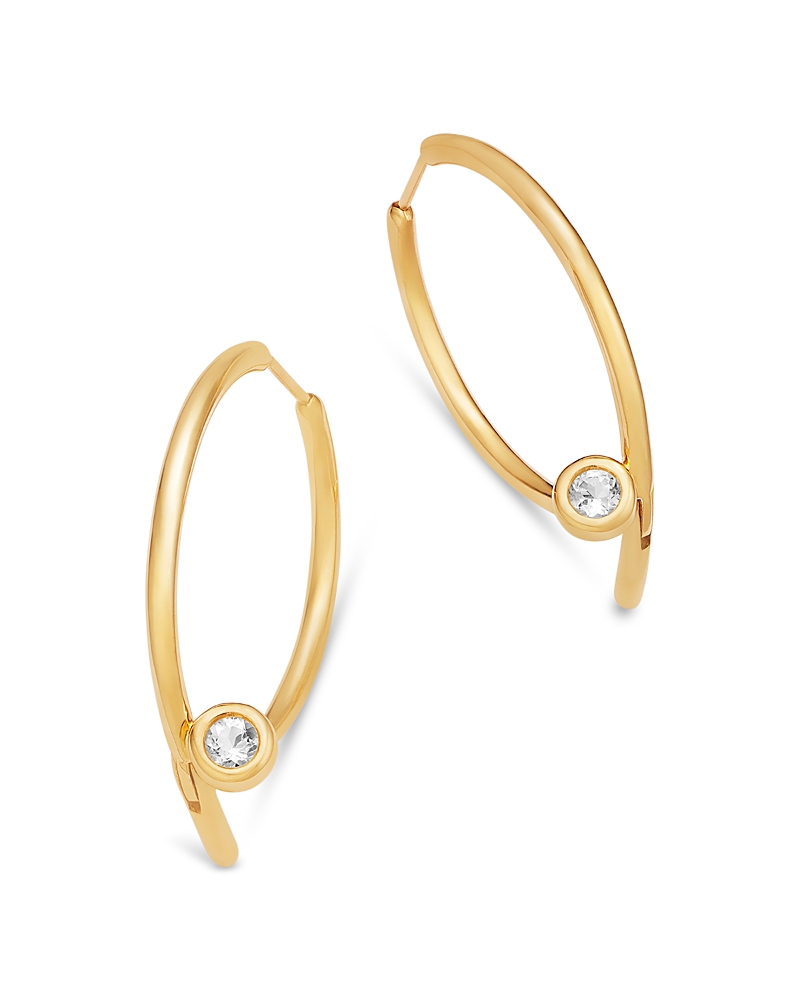 Moon & Meadow 14k Yellow Gold Diamond Bezel Two-piece Hoop Earrings
