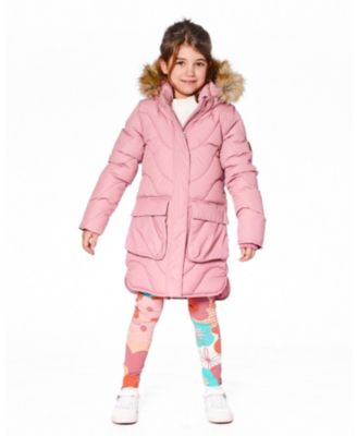 Girls' Long Wavy Quilt Puffy Winter Coat - Little Kid