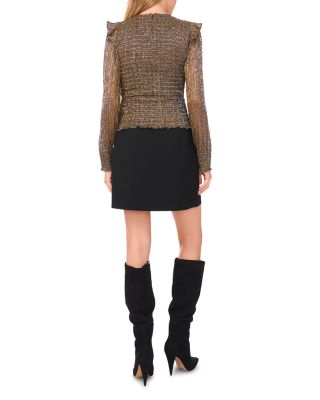 Smocked Ruffle Shoulder Blouse