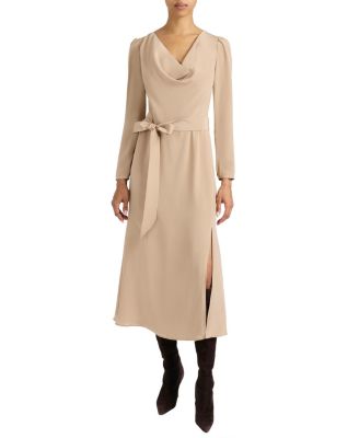Piper Long Sleeve Cowl Neck Silk Dress