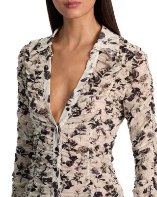 Portia Mesh Ruched Blouse