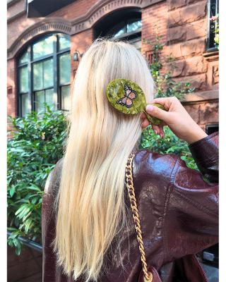 Pink Butterfly Hair Brush & Clip Gift Set