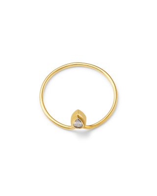 14K Yellow Gold Pear Diamonds Bezel Crown Ring