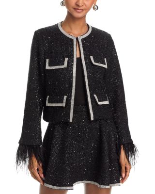 Rhinestone & Feather Tweed Jacket - Exclusive