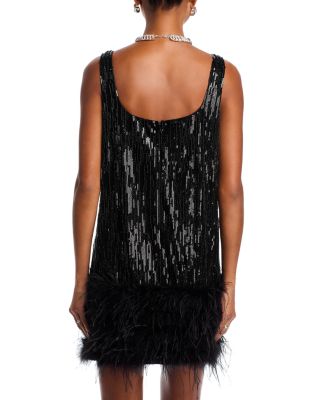 Ostrich Feather Sequin Mini Dress - Exclusive