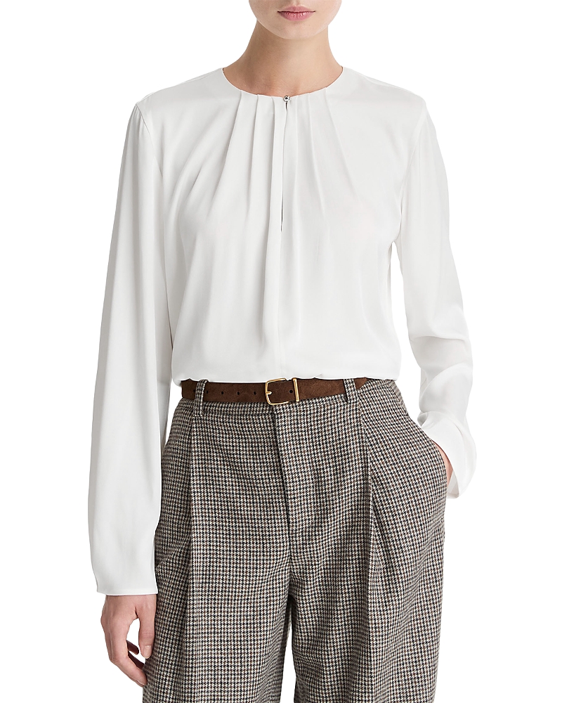 Vince Pleated Neck Blouse