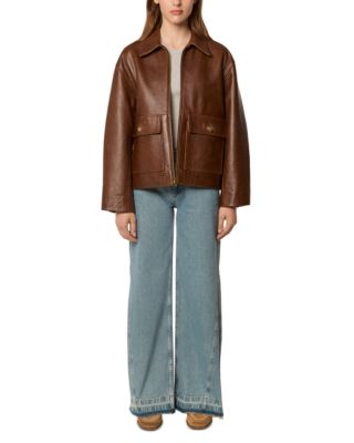 Leather Jacket with Storm Flap