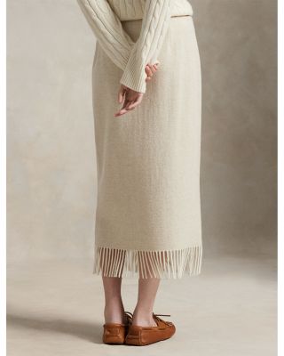 Fringe Herringbone Wrap Skirt