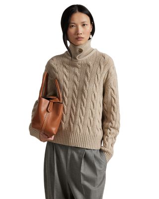 Cable Wool Cashmere Polo Collar Sweater