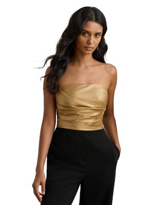 Bow Back Metallic Twill & Crepe Jumpsuit