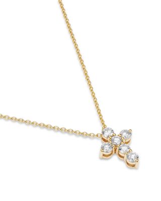 Diamond Cross Pendant Necklace in 14K Gold, 0.5 tcw