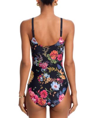 Baccara Tie Front Ruched One Piece Swimsuit